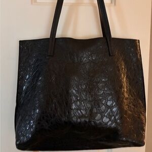 B. May Elegant Black Textured Tote Bag. EUC